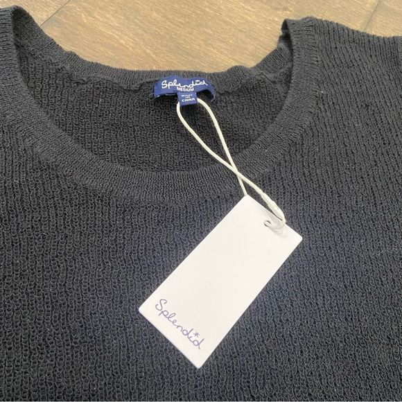 NWT Splendid Black Twist Front Loose Knit Top sz M - Picture 7 of 8